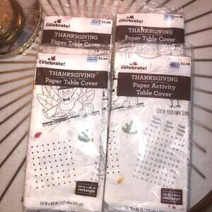 4 NEW Way to CELEBRATE THANKSGIVING ACTIVITY PAPER TABLECLOTH 54X88 FUN FOR KIDS